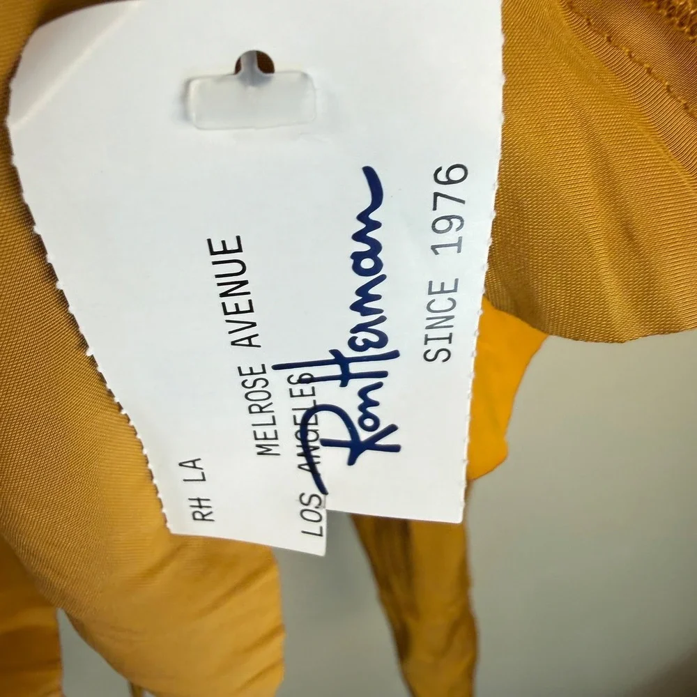 Ulla‎ Johnson Mirelle Plissé Satin Peplum Blouse Womens 0 Goldenrod Boho Ruched